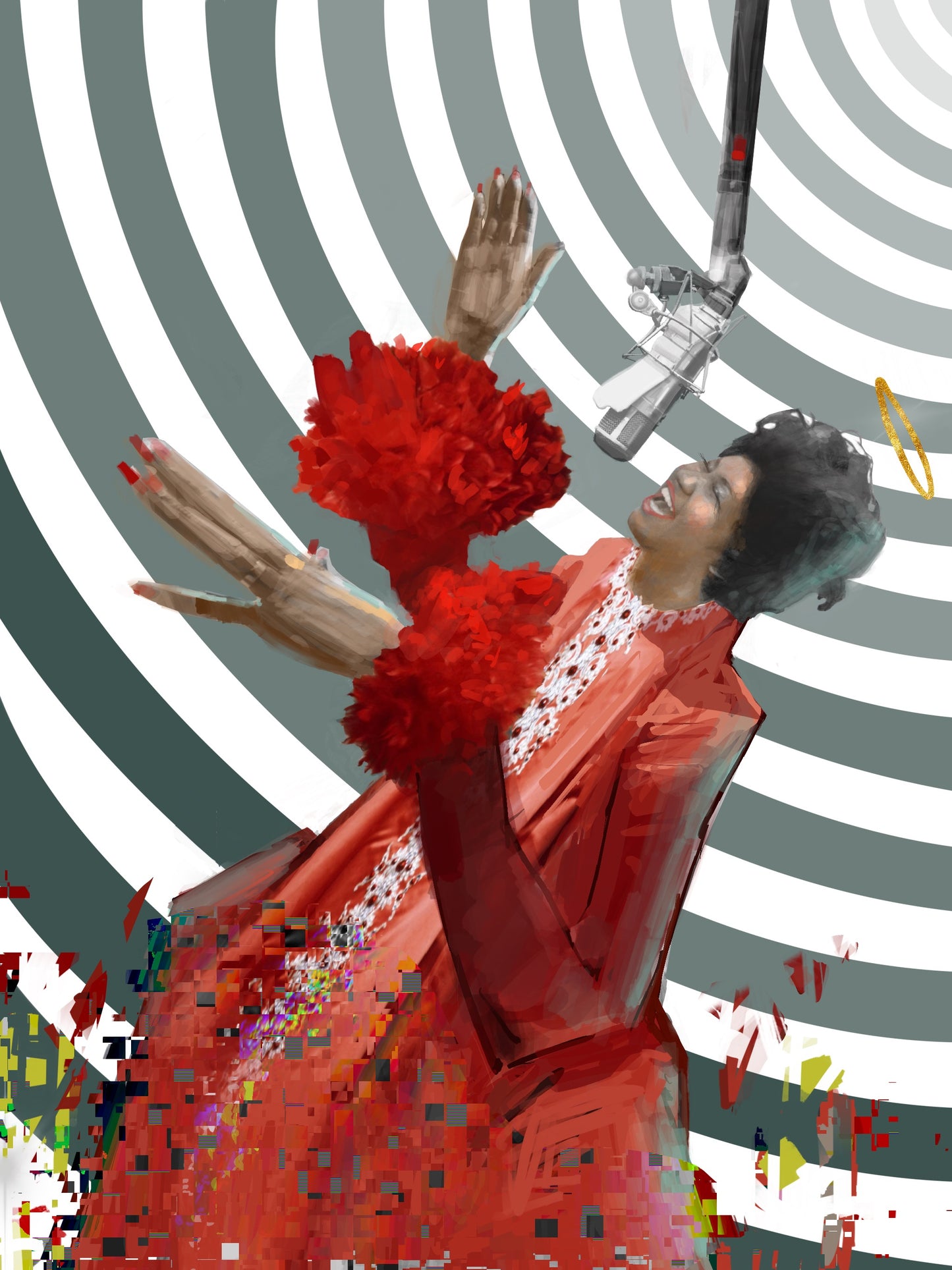 Aretha Franklin Art Print by artist Justin BUA
