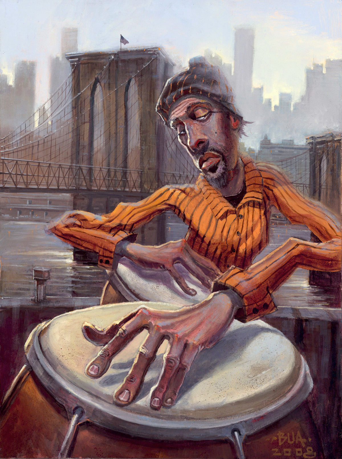 New York musician Wall Art  by artist Justin BUA