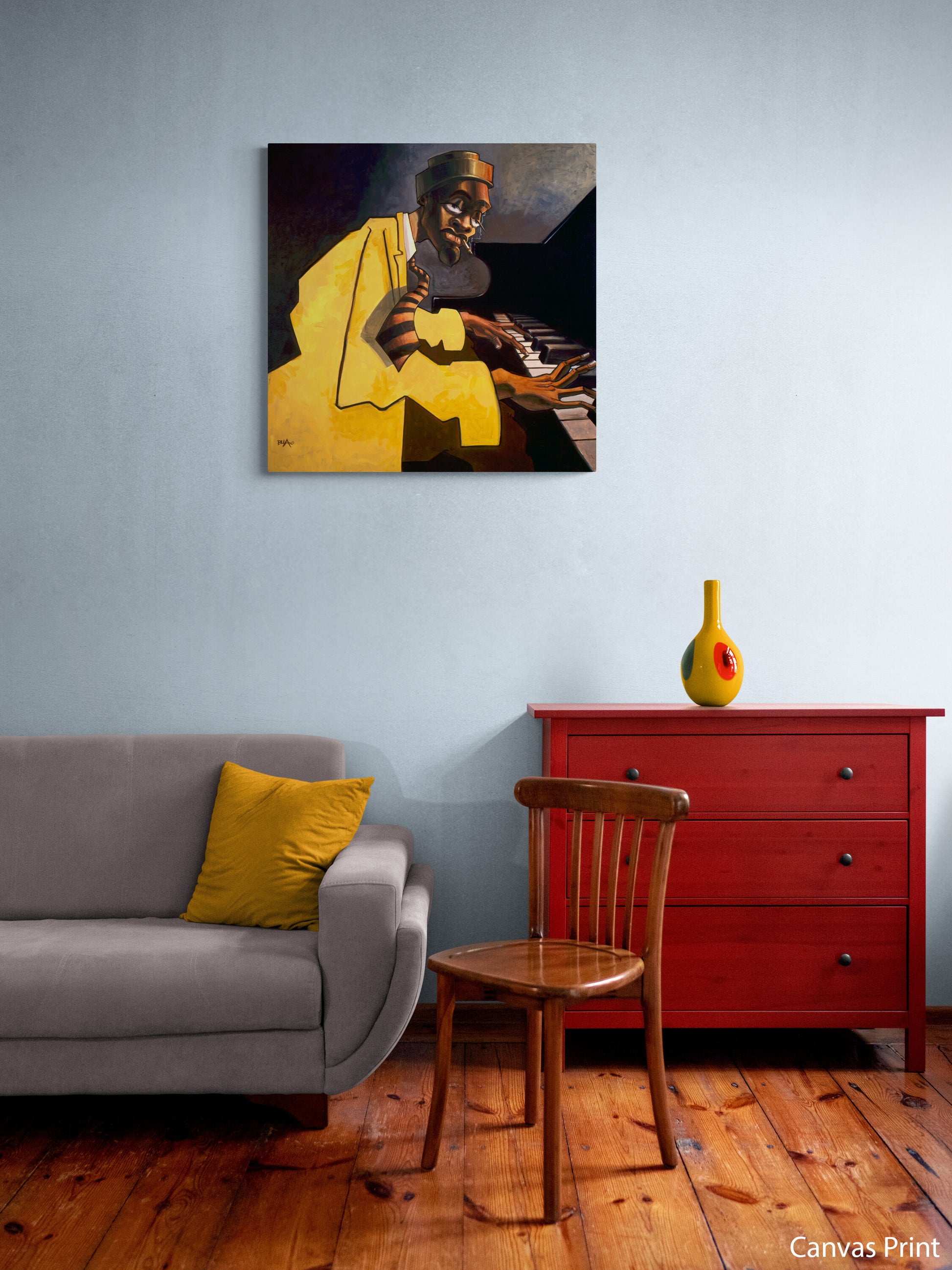Jazz Piano canvas Art Print by urban artist Justin BUA