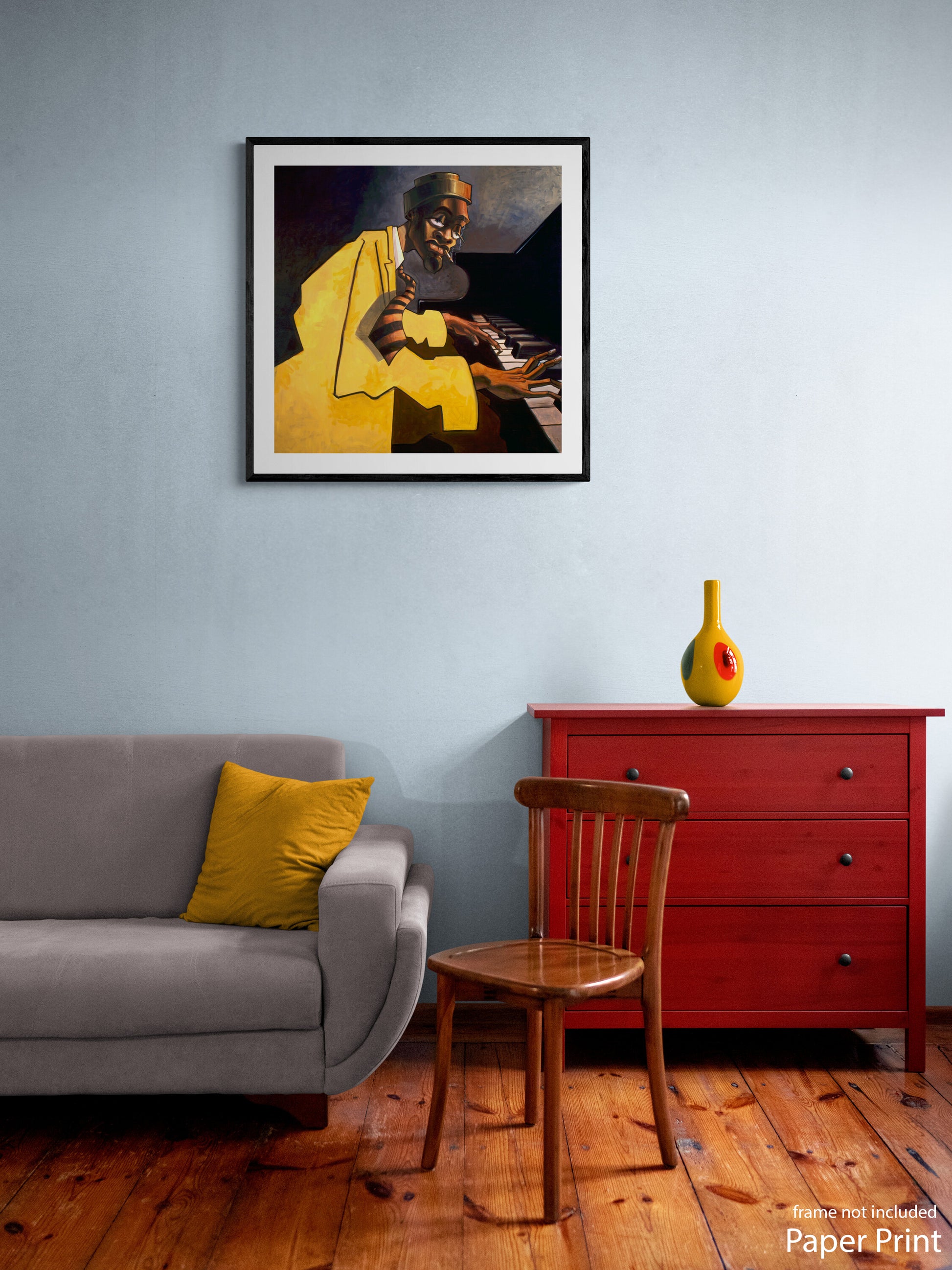 Jazz Piano Paper Art Print by contemporary urban artist Justin BUA