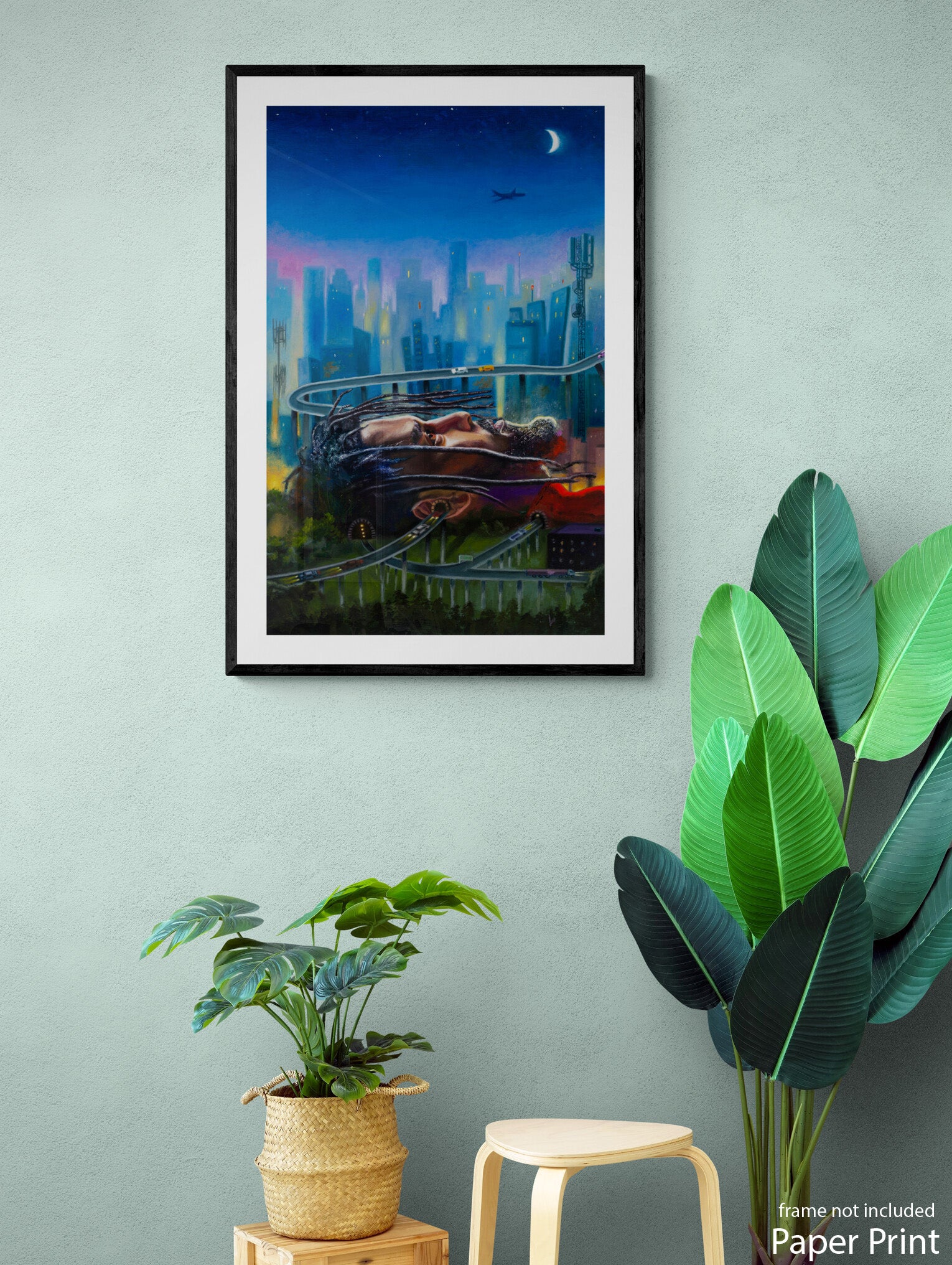 J COLE portrait paper art print by artist Justin Bua