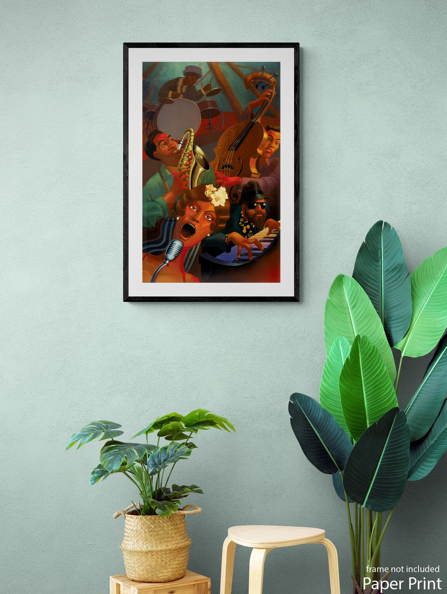 Jazz Band wall Art Print by contemporary urban artist Justin BUA