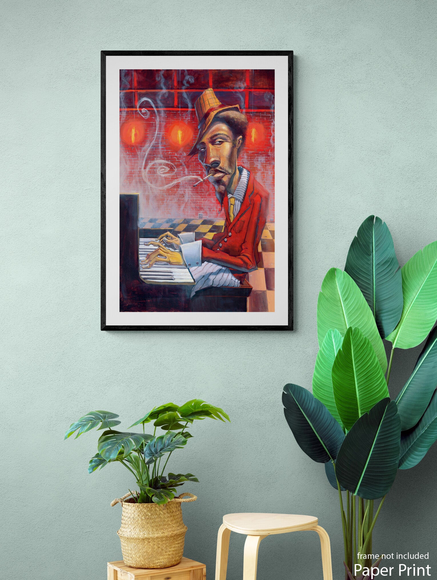 Jazz musician paper Art Print by contemporary urban artist Justin BUA