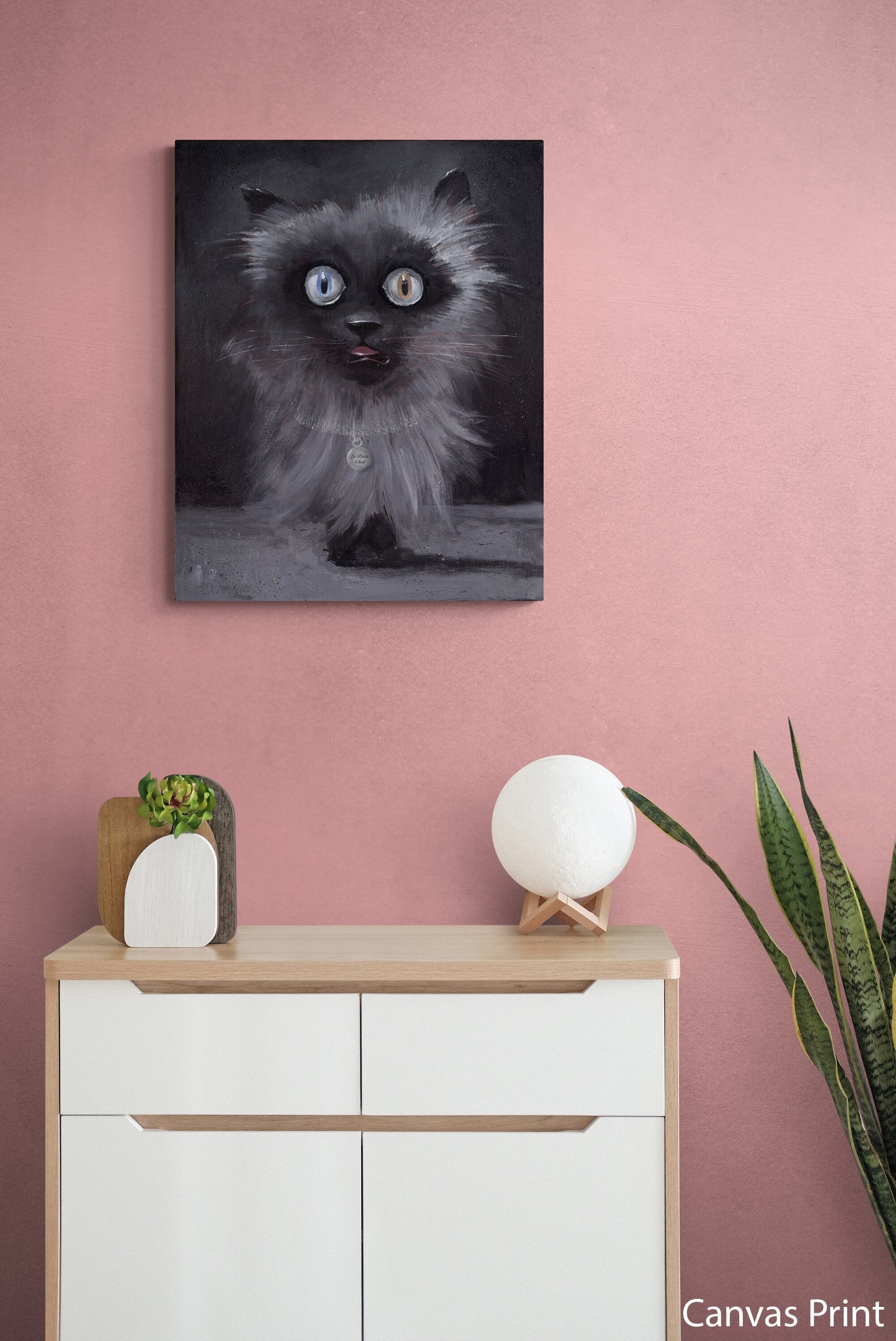 Cat canvas Wall Art by artist Justin BUA