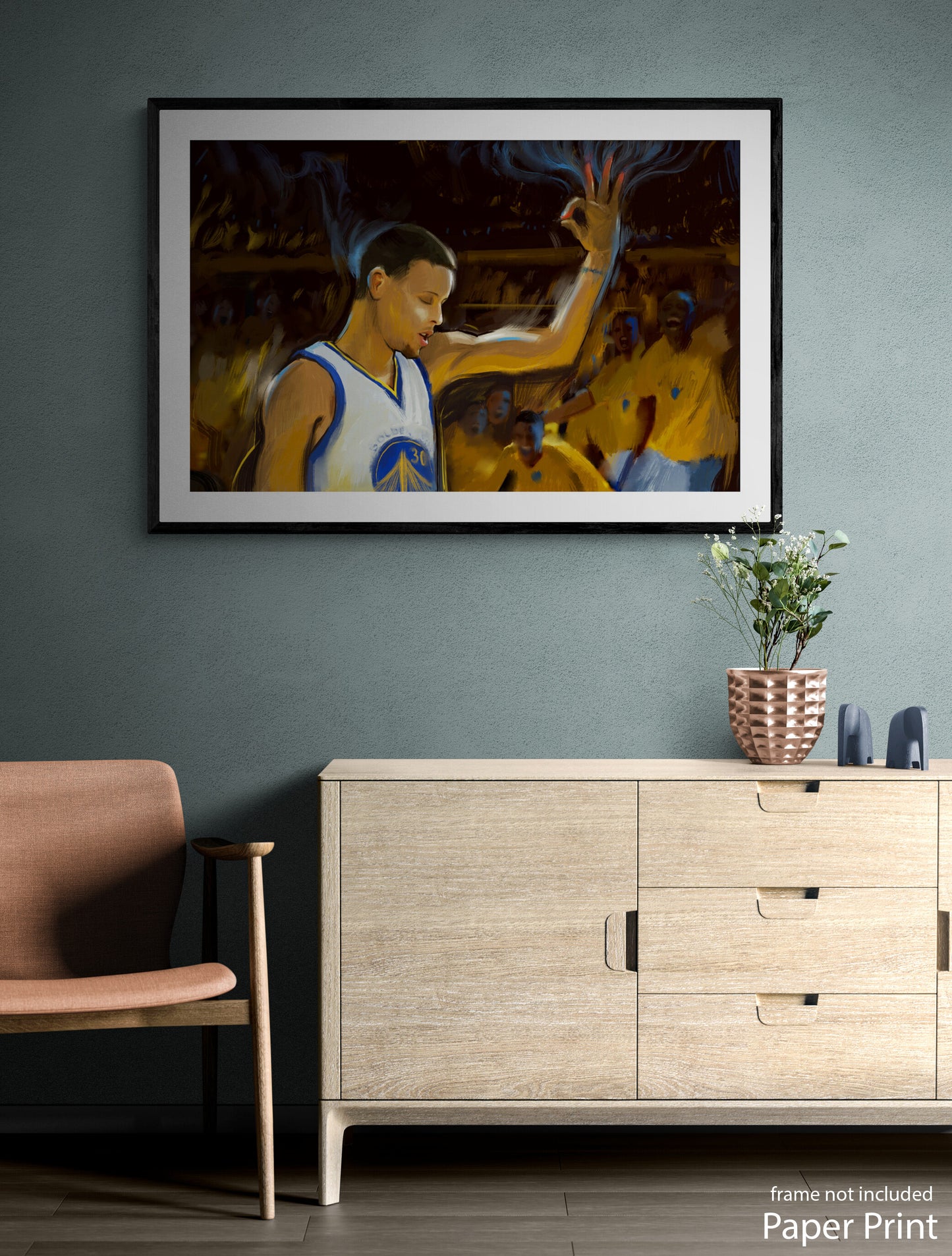 Stephen Curry Paper Art Print by urban artist Justin BUA
