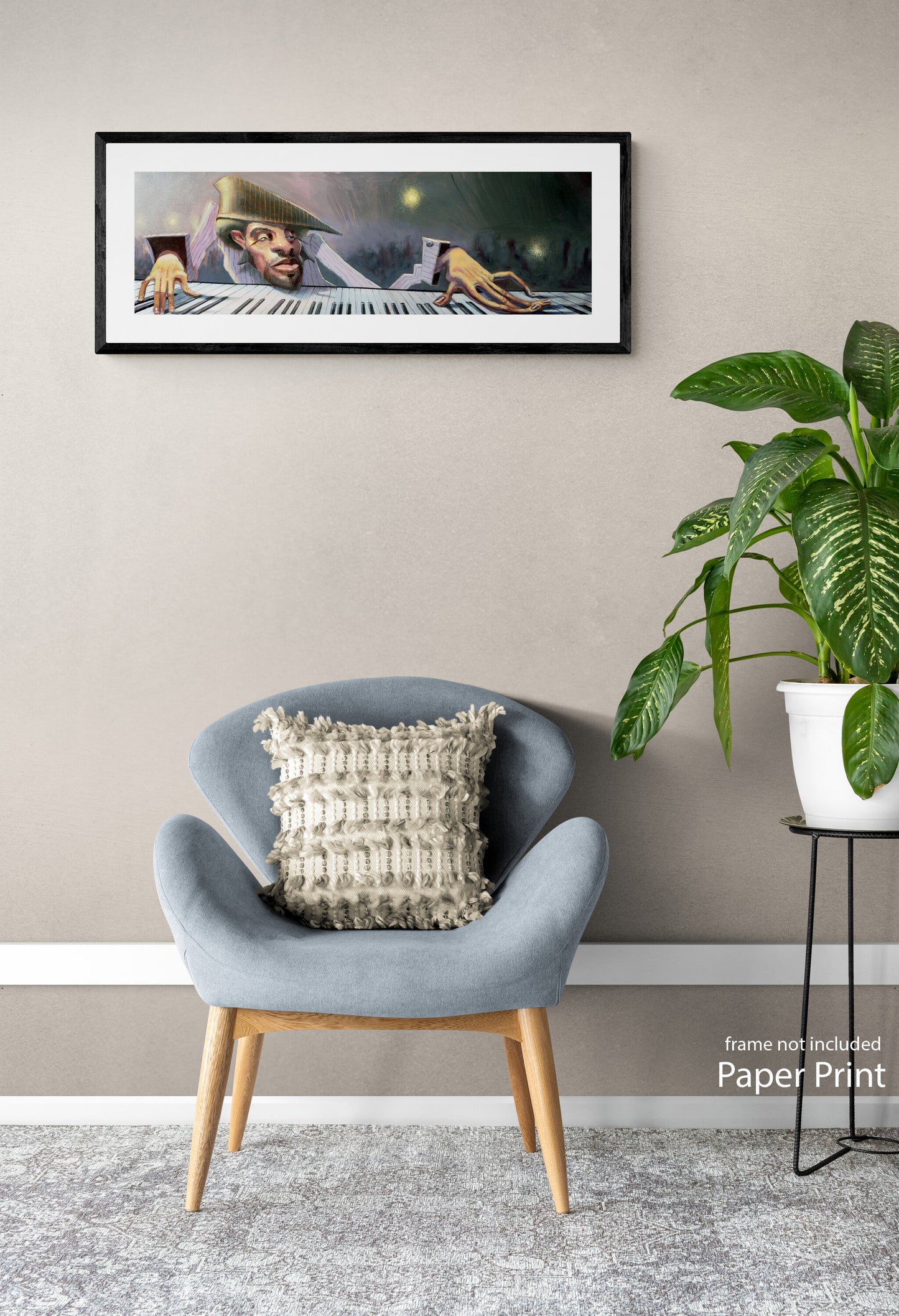 Jazz Piano Player Art Print by contemporary urban artist Justin BUA