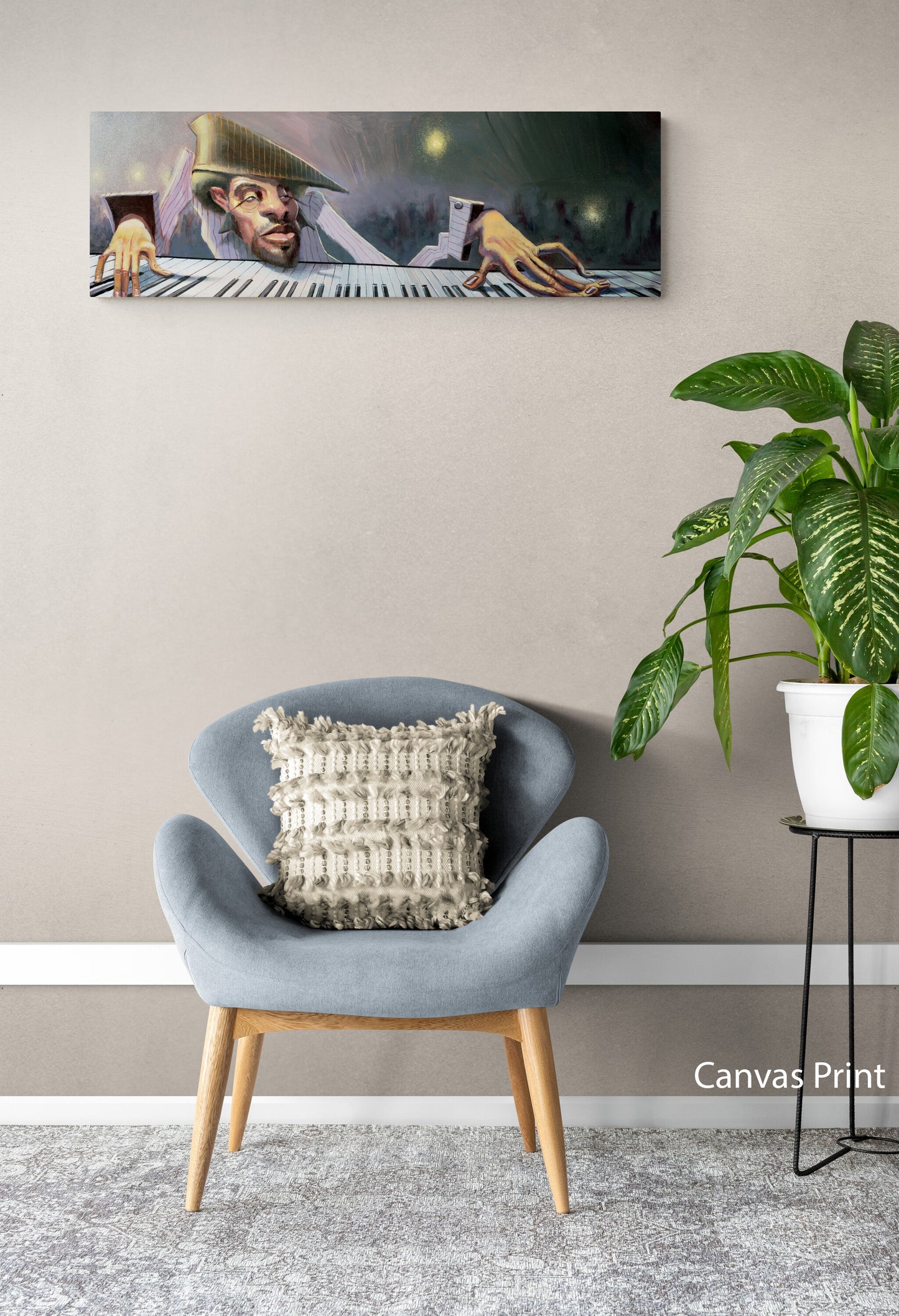 Jazz Piano Player Art Print by contemporary urban artist Justin BUA
