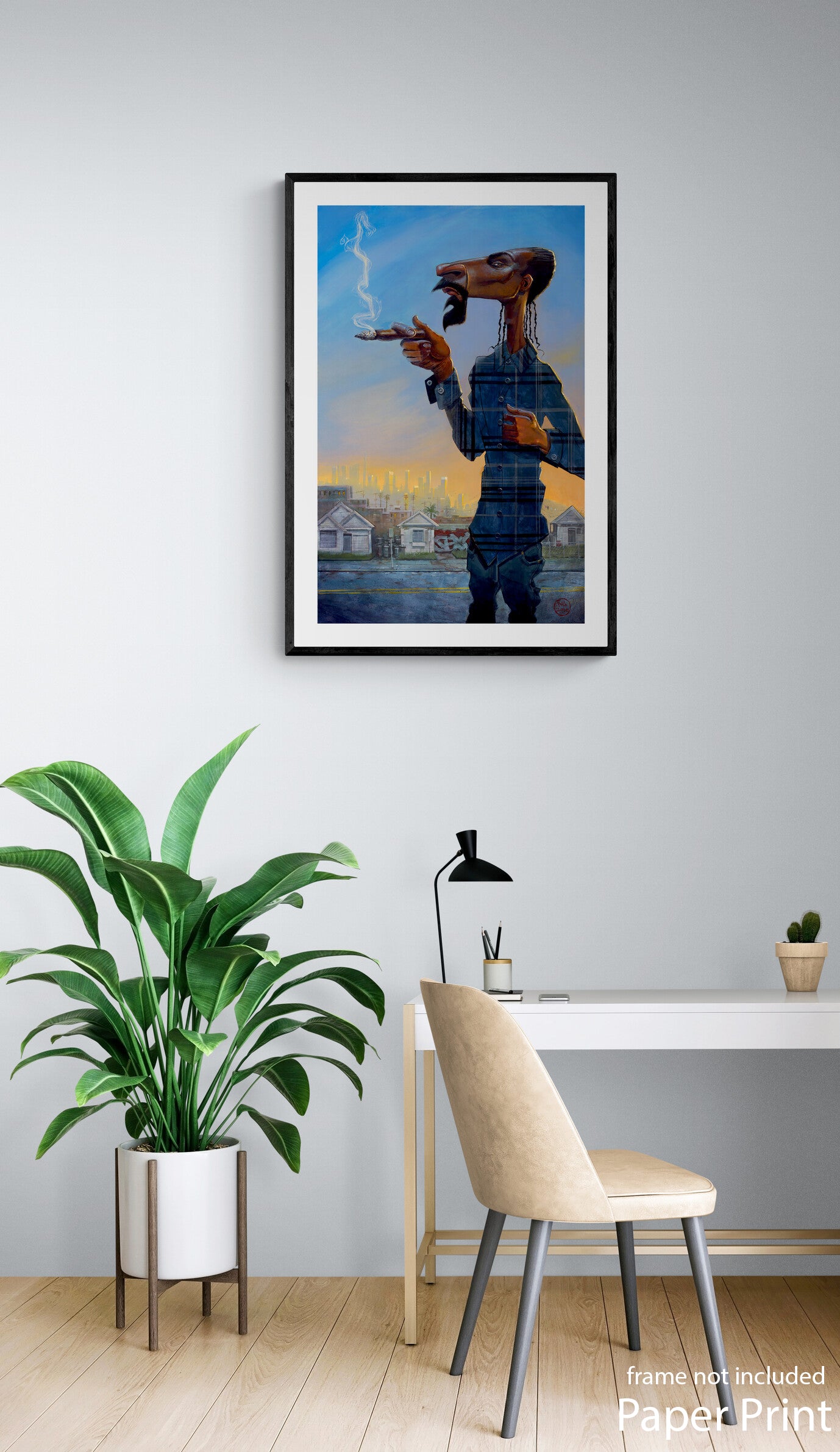 Snoop Dogg paper Wall Art by artist Justin BUA