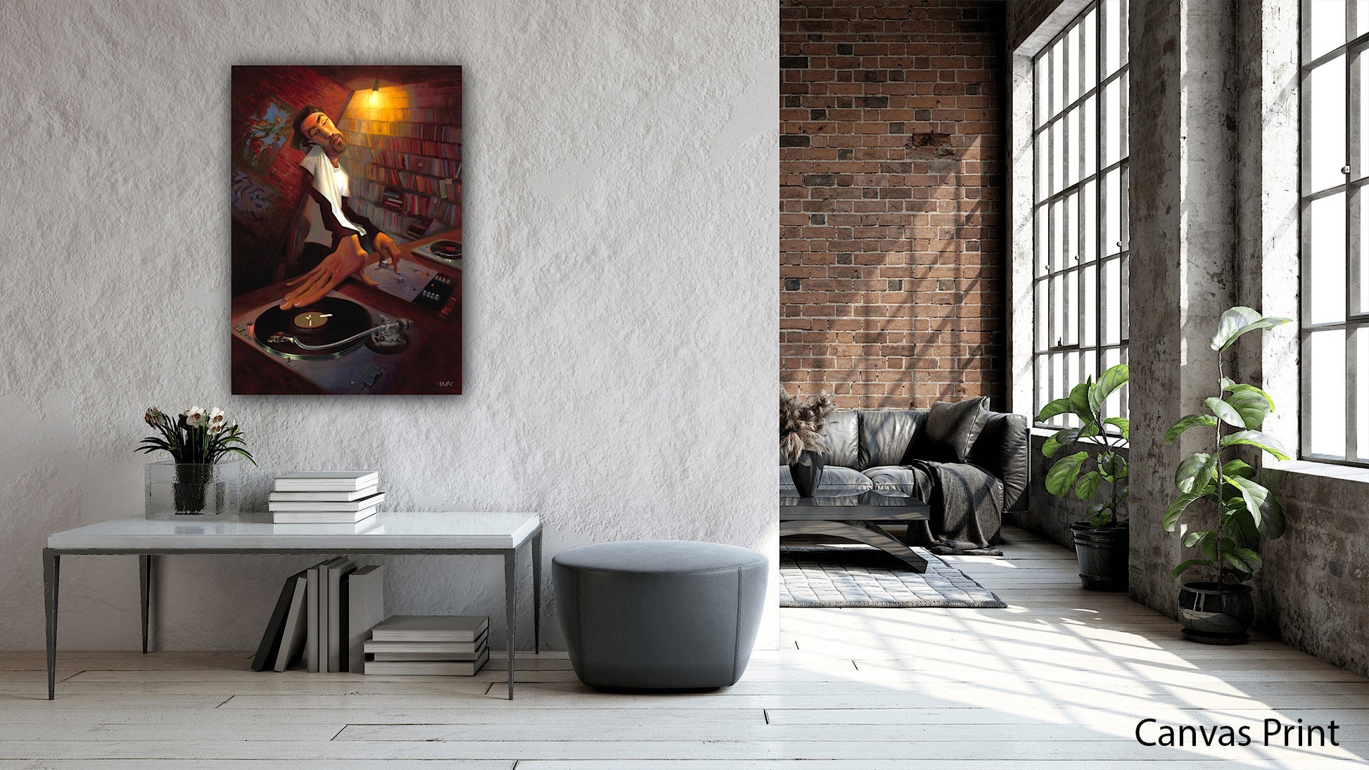 Turn Table canvas Art Print by urban artist Justin BUA