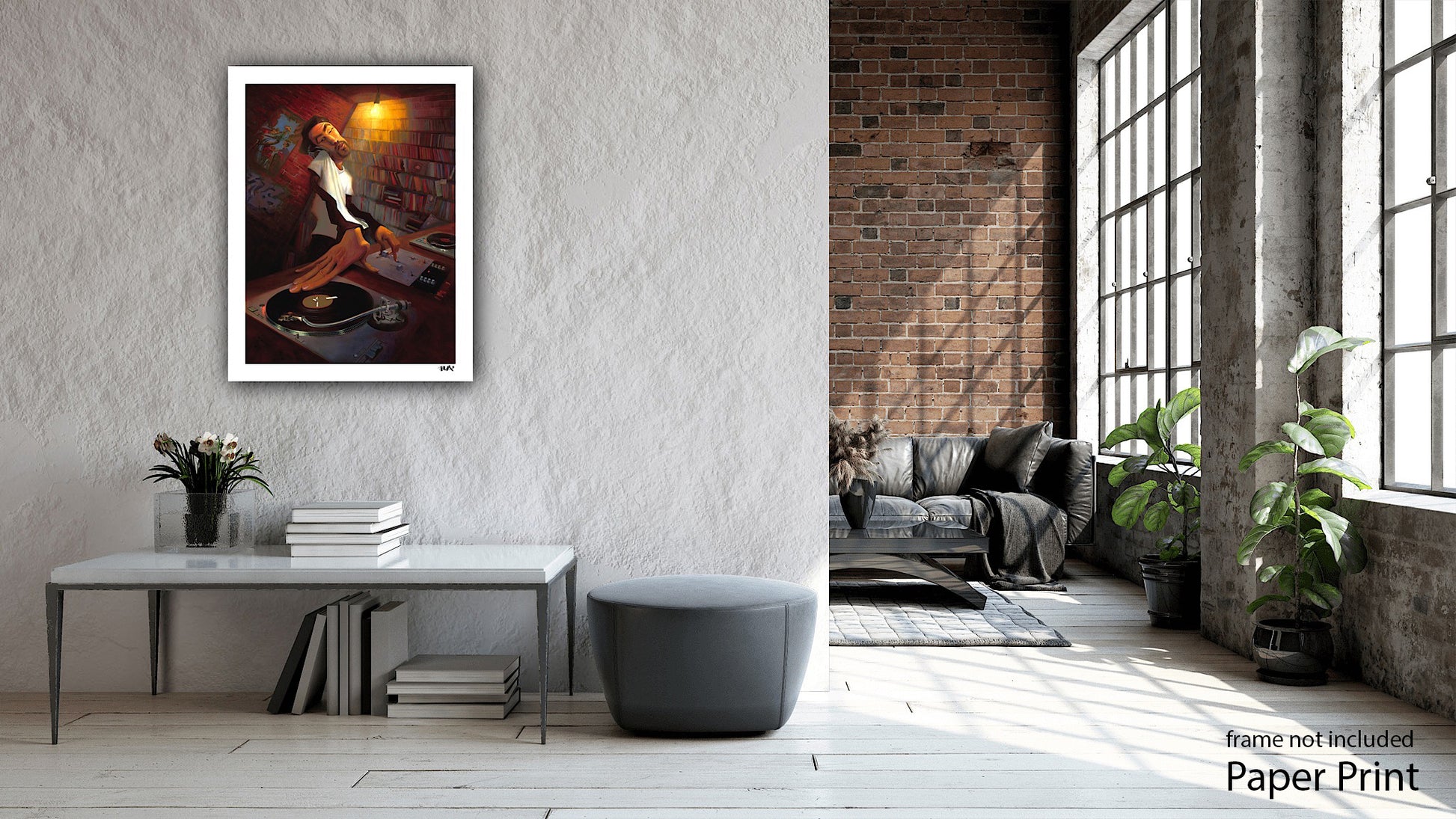 Turn Table paper fine Art Print by urban  artist Justin BUA