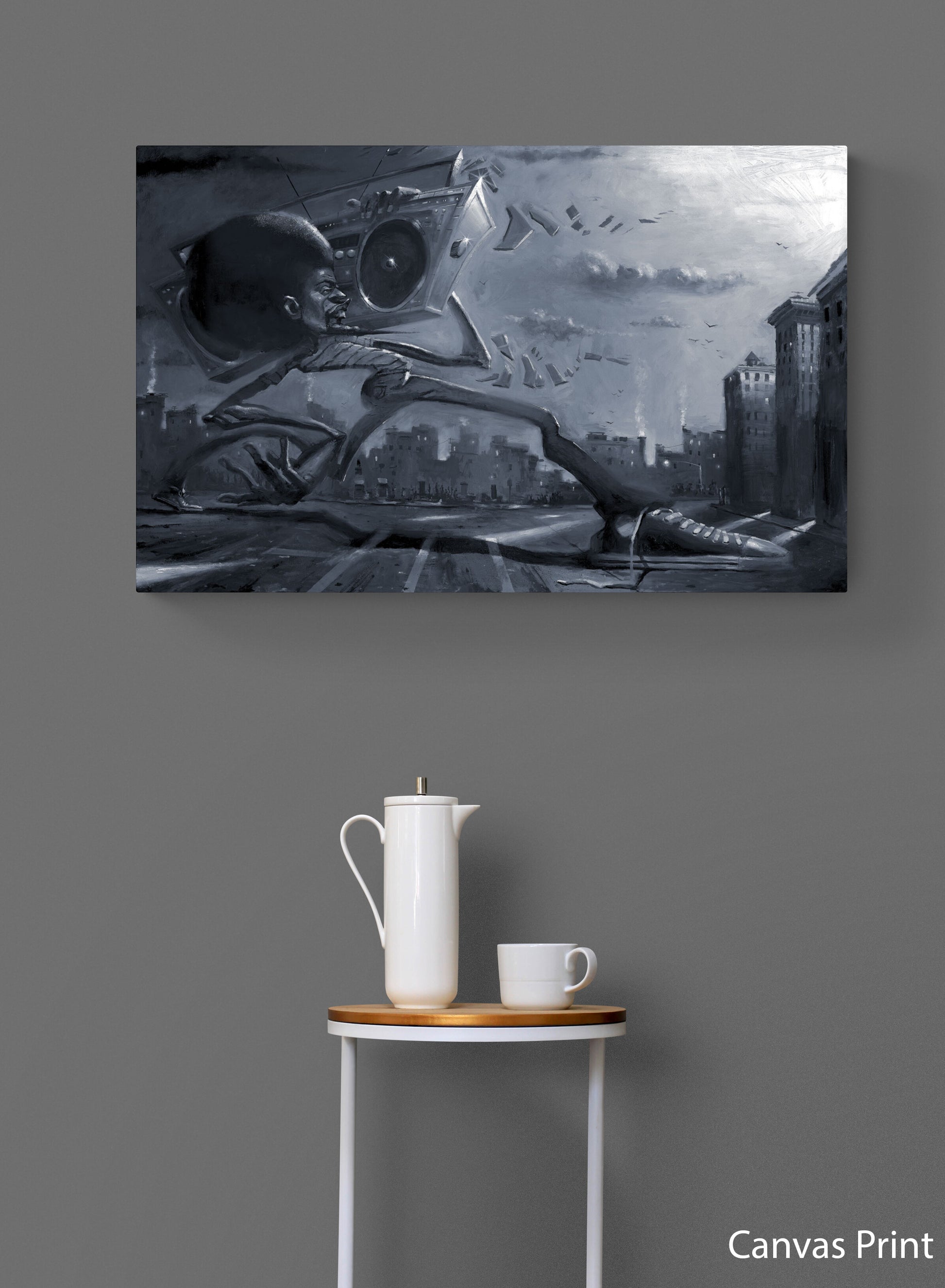 Boombox canvas Art Print by artist Justin BUA