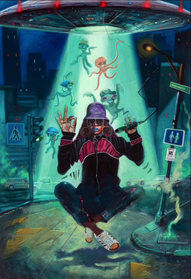 female hip-hop artist missy elliott wall art print by artist Justin Bua