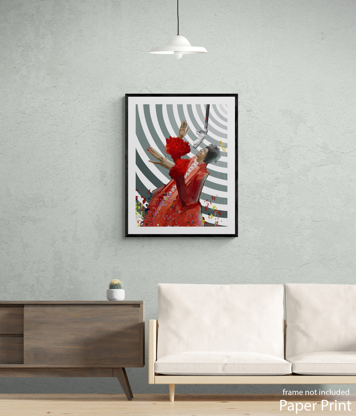 Aretha Franklin paper Wall Art by artist Justin BUA