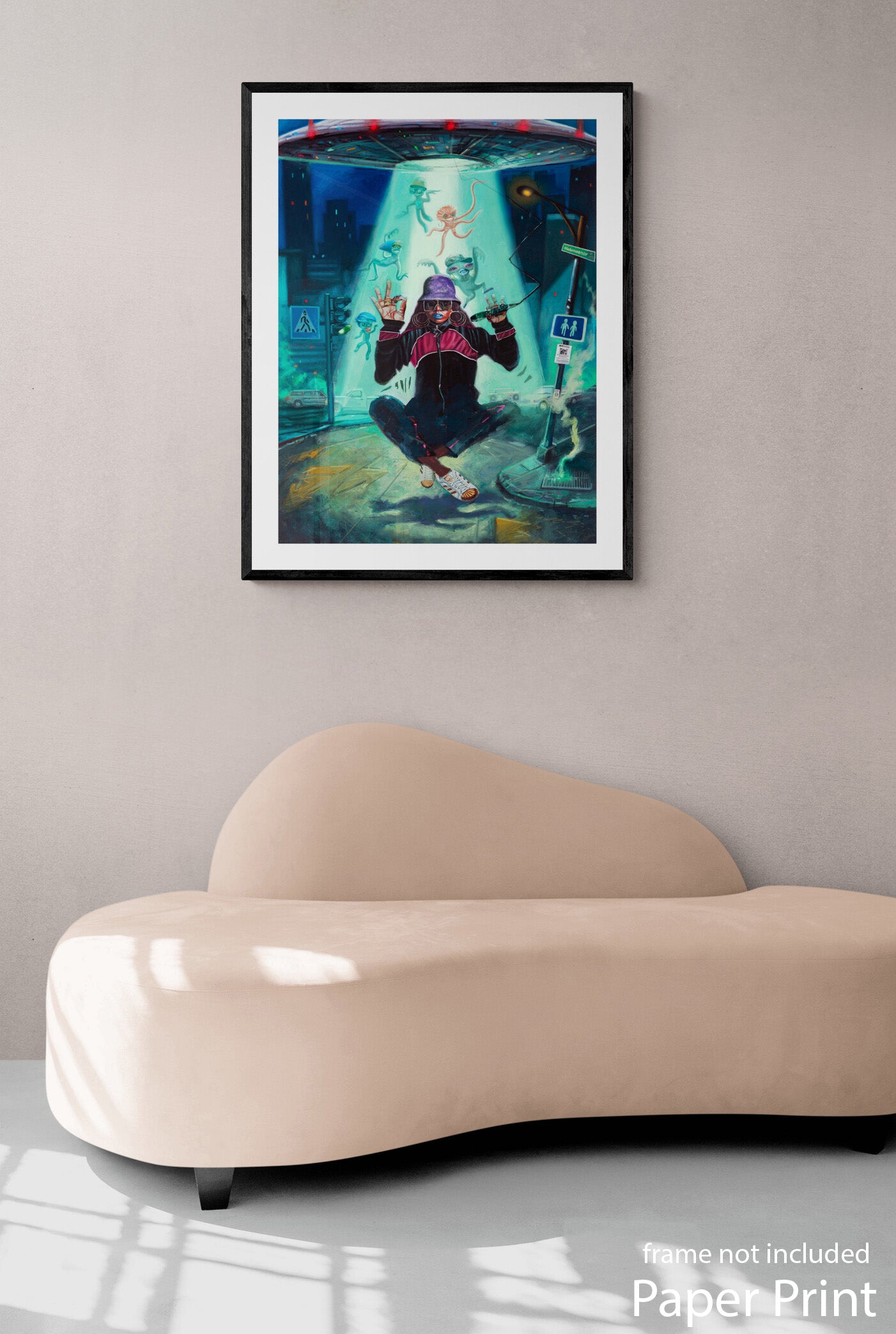 female hip-hop artist missy elliott wall art paper print by artist Justin Bua