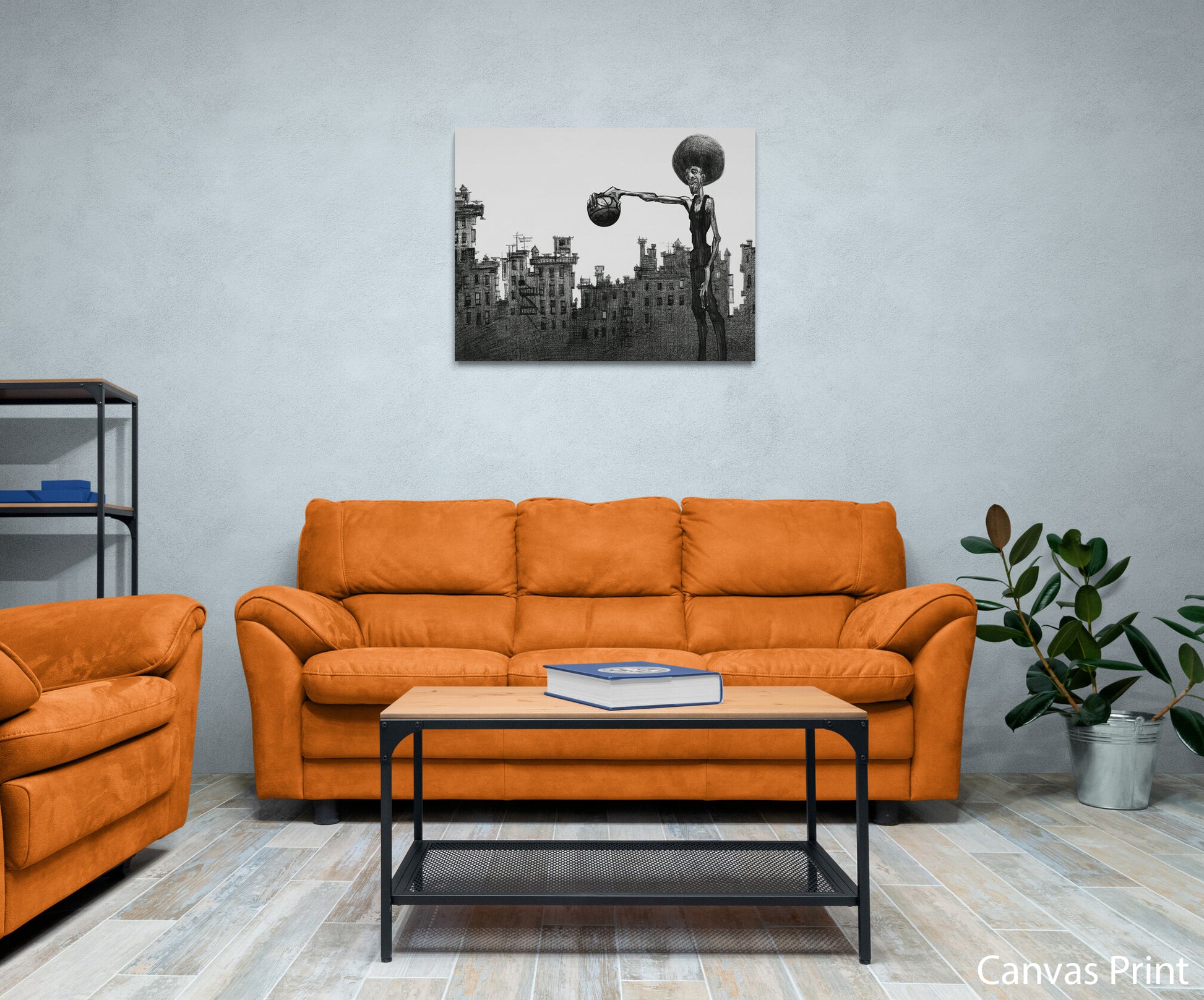 basketball canvas Art Print by artist Justin BUA