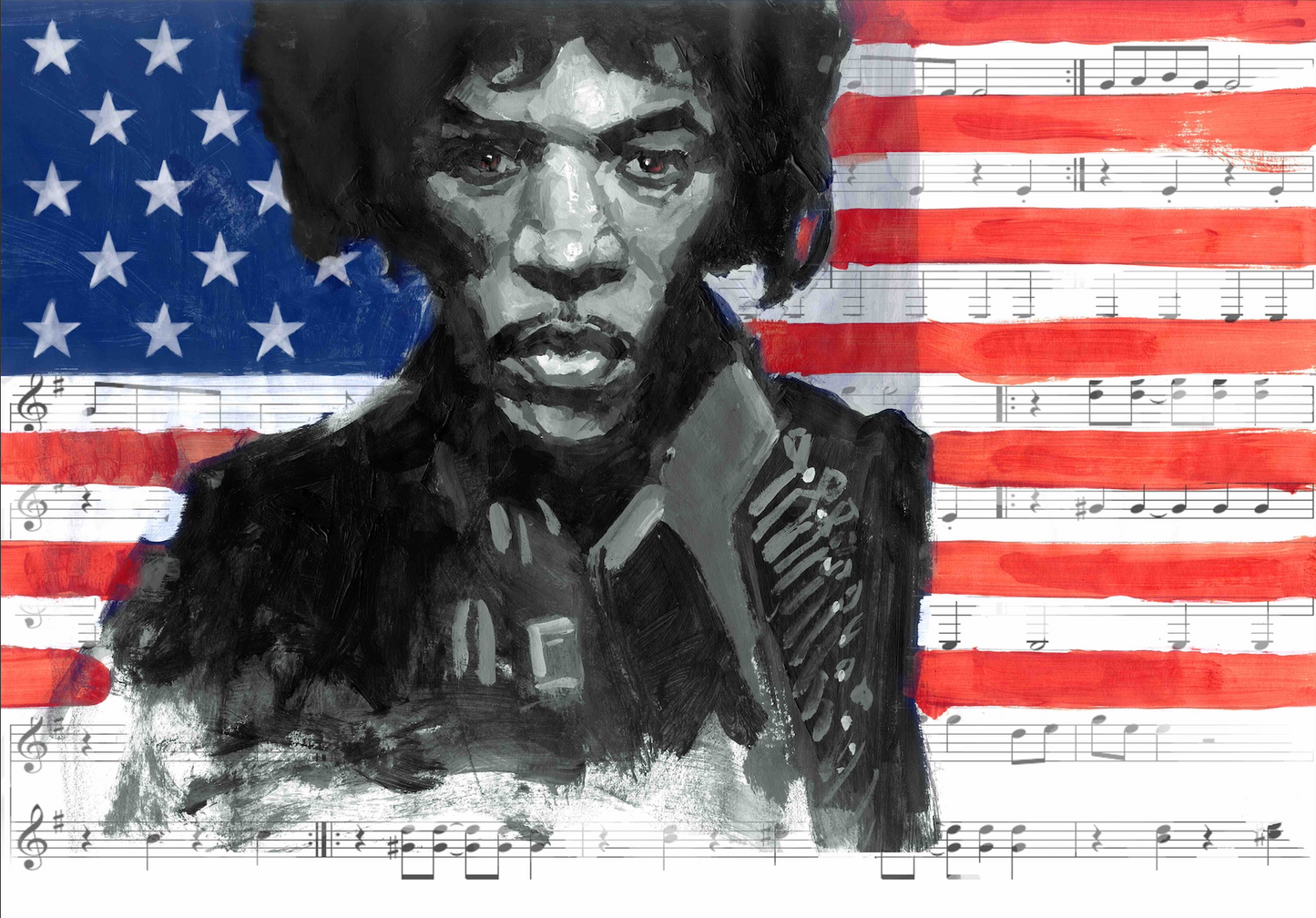 Jimi Hendrix Art Print by urban artist Justin Bua