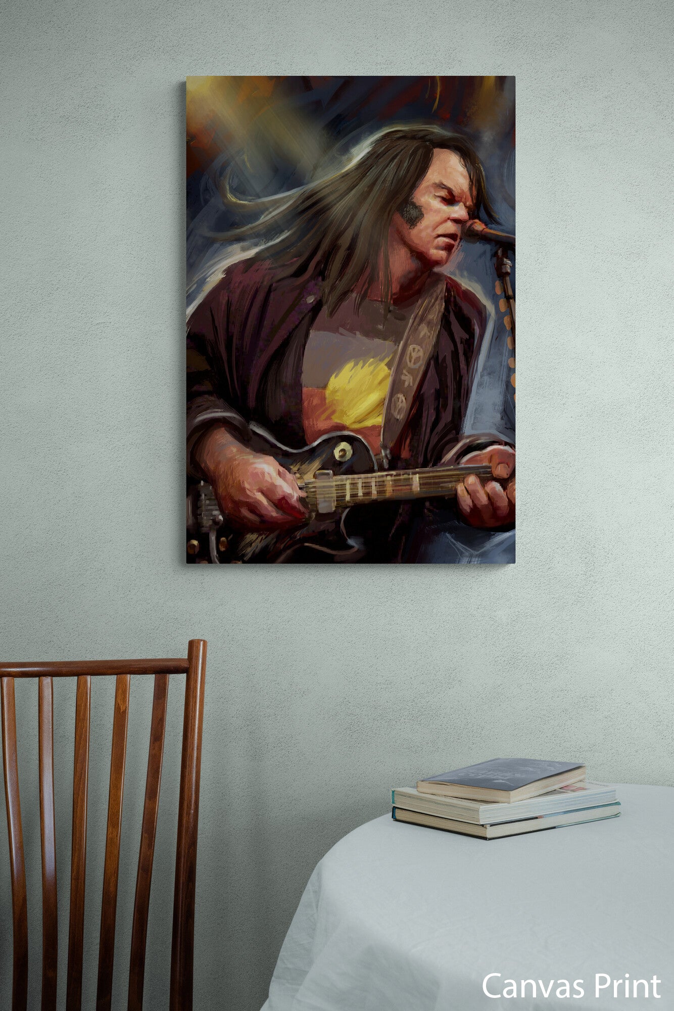 Neil Young canvas Art Print by urban artist Justin BUA