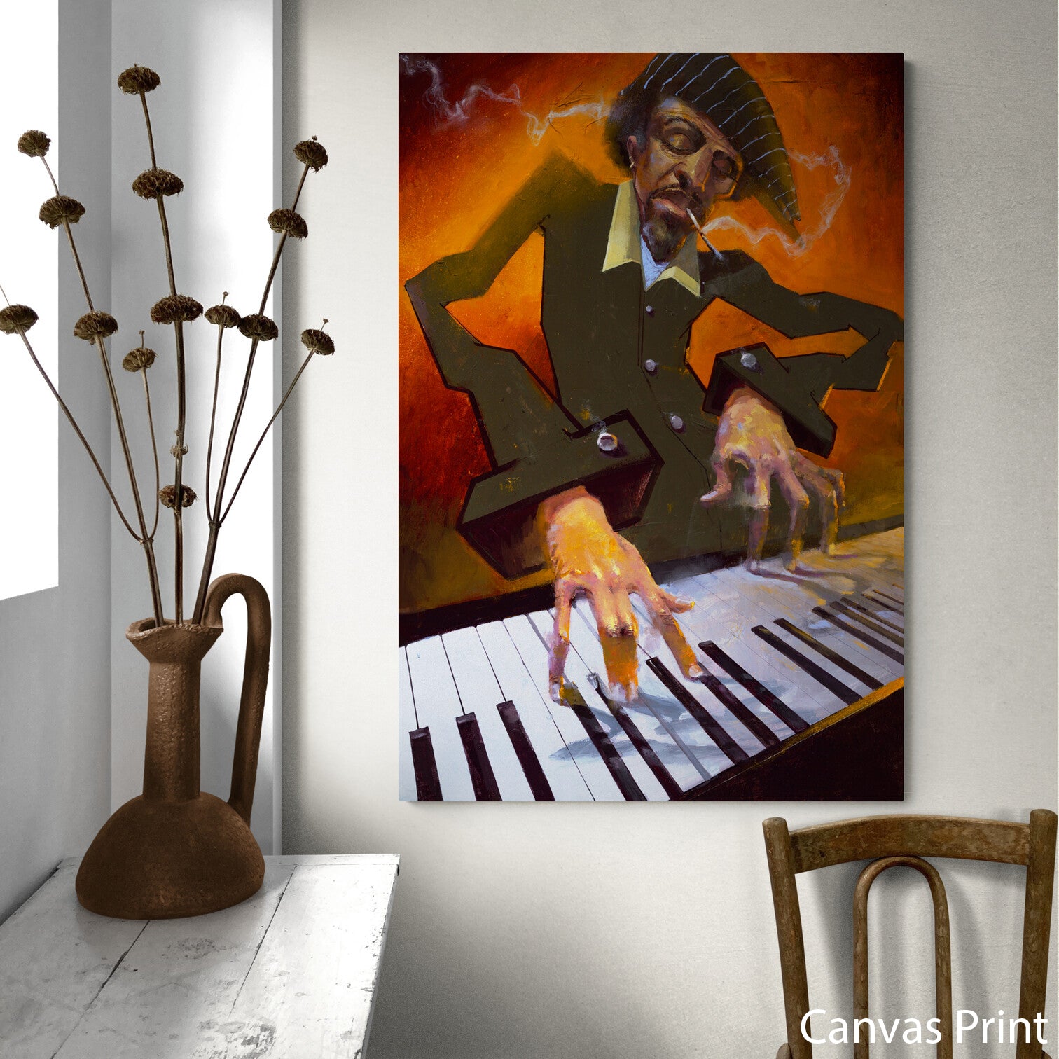 Jazz Piano canvas Art Print by urban artist Justin BUA