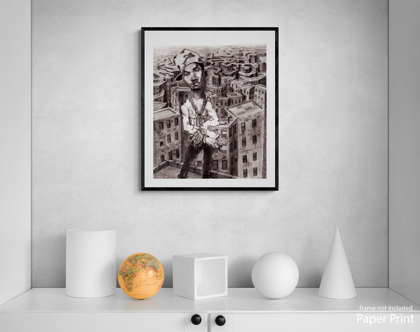 Nasty Nas paper Art Print by urban artist Justin BUA