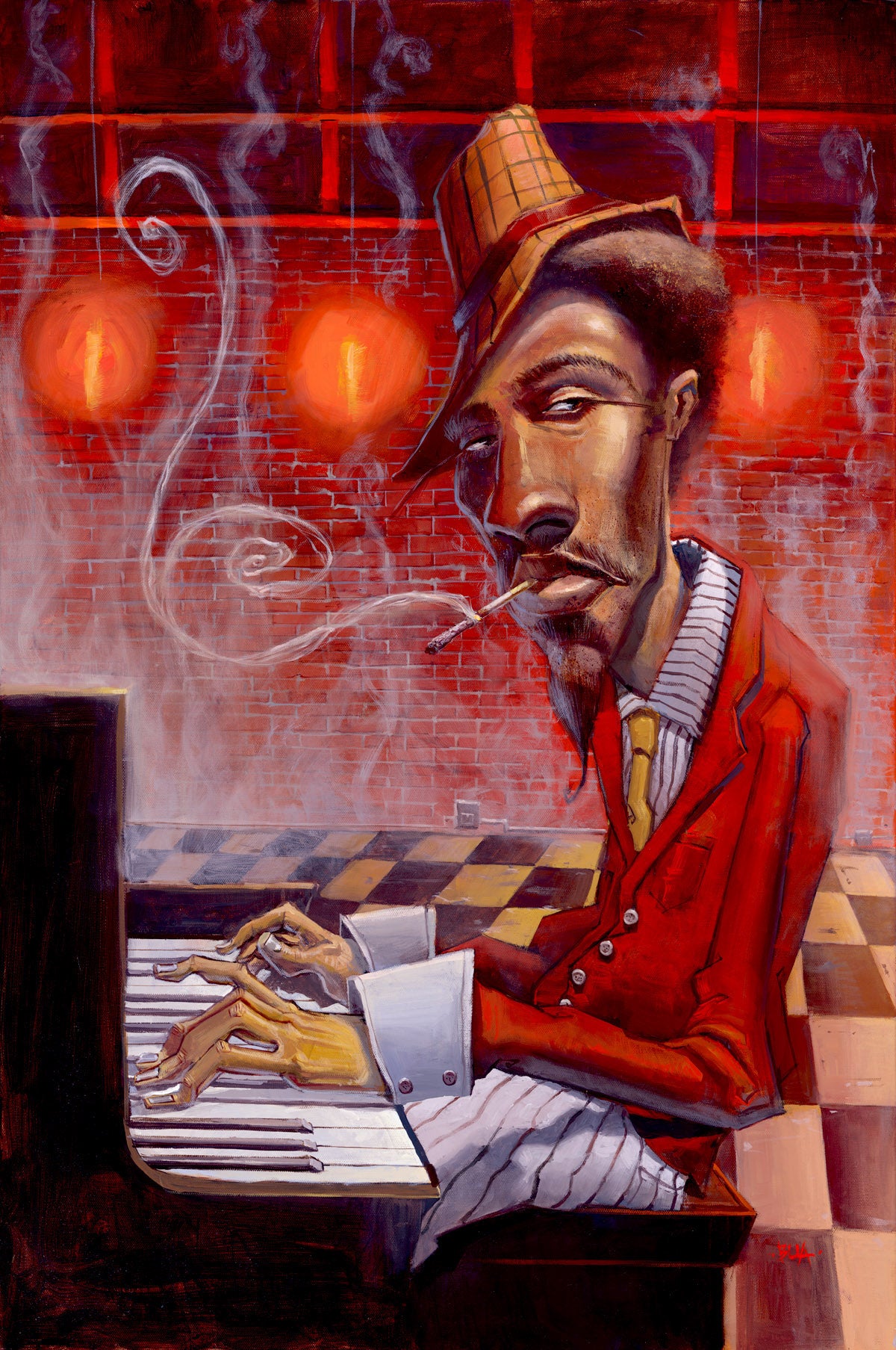 Jazz musician Art Print by contemporary urban artist Justin BUA 