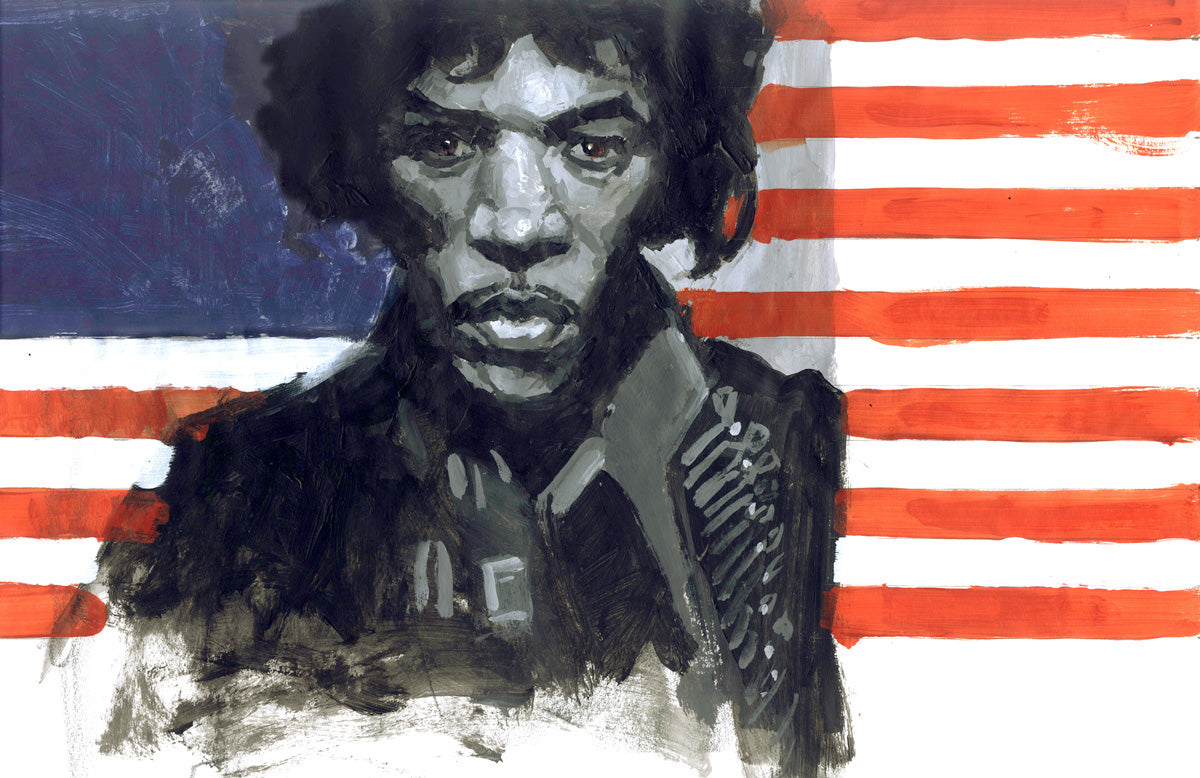 Jimi Hendrix Fine Art Print  by urban artist Justin BUA
