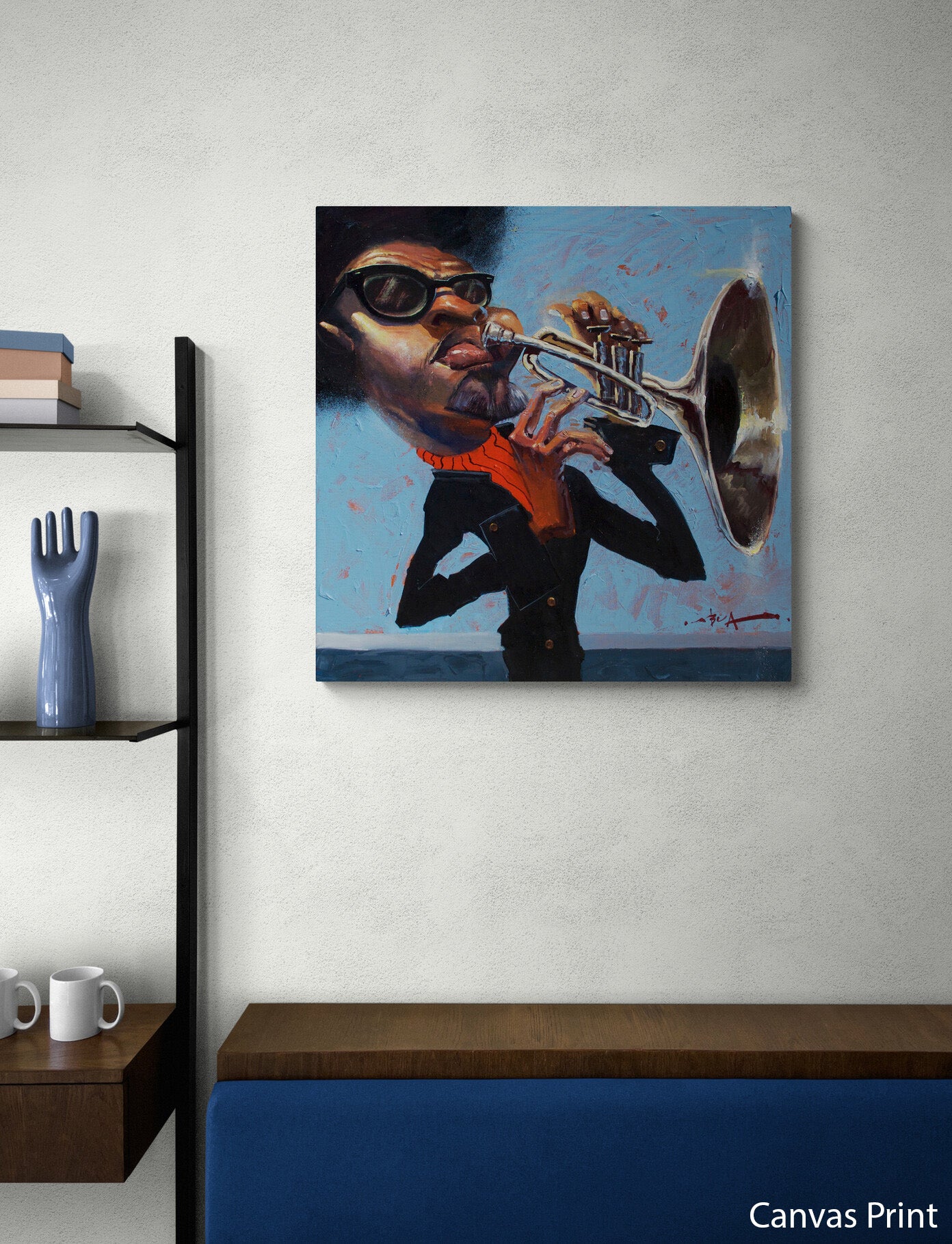 Trumpet Player canvas Art Print by artist Justin BUA 