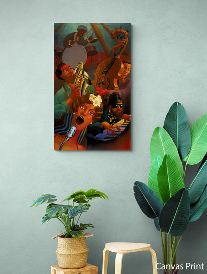 Jazz Band wall Art Print by contemporary urban artist Justin BUA 