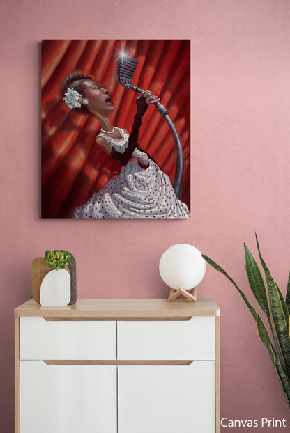 Billie Holiday canvas Art Print by artist Justin BUA 