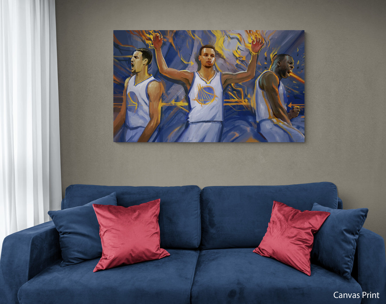 Golden State Warriors Wall Art Justin BUA Sports Art Print Justinbua