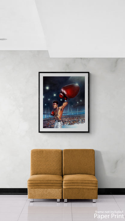 Muhammad Ali paper Art Print by artist Justin BUA
