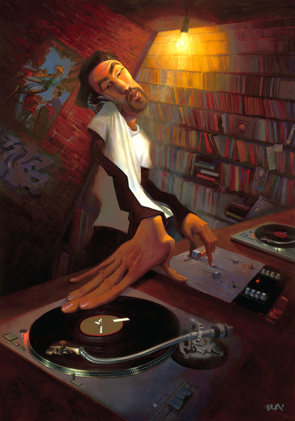 Turn Table Art Print by urban artist Justin BUA