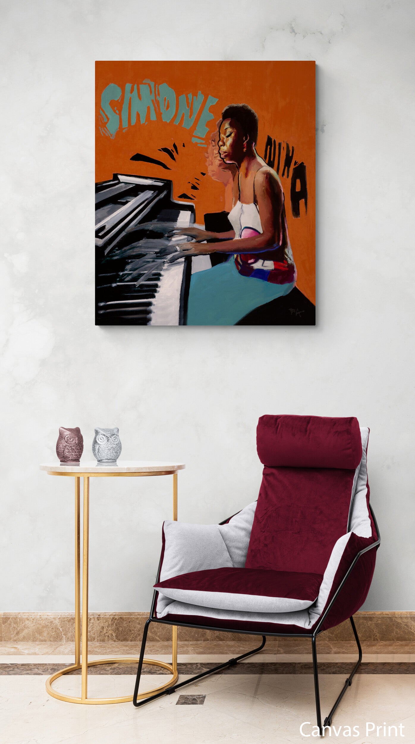 female jazz artist nina simone canvas art print by artist Justin Bua