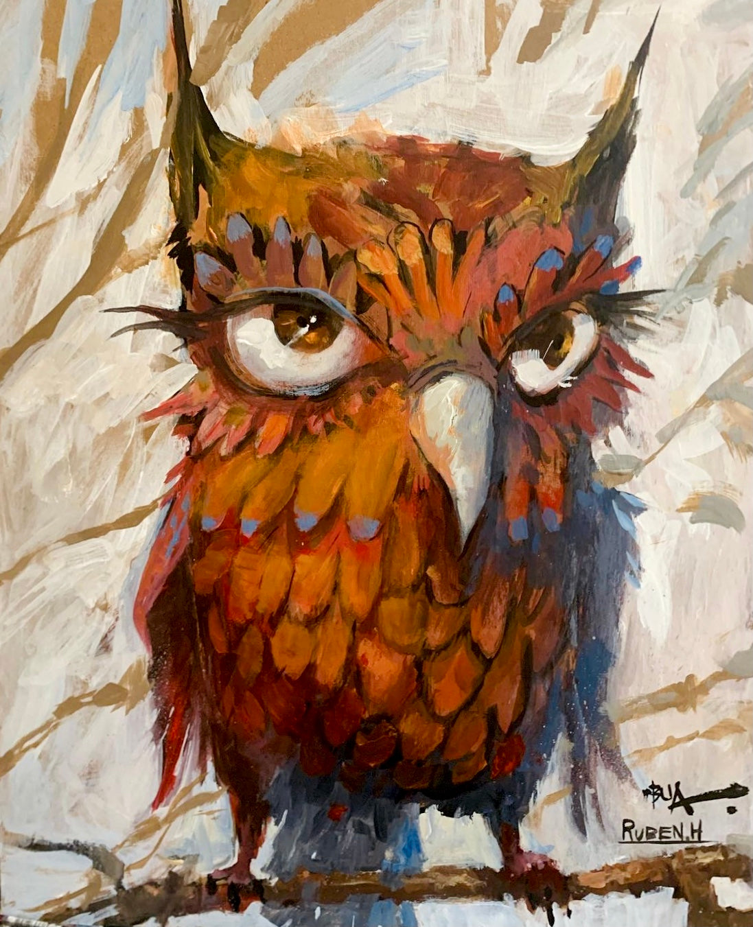 Owl Wall Art Print by artist Justin BUA