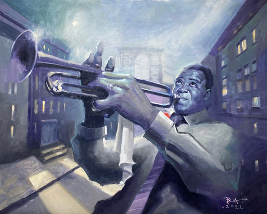 Louis Armstrong Jazz art print by artist Justin Bua