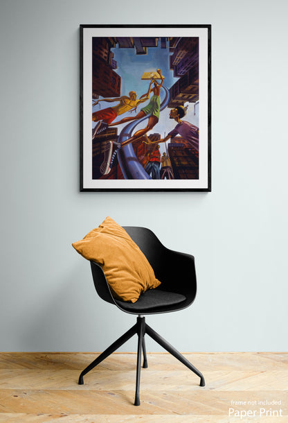 Basketball paper Art Print by artist Justin BUA