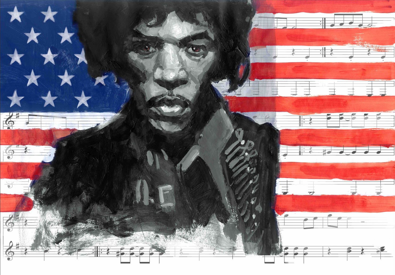 Jimi Hendrix Art Print by urban artist Justin Bua 