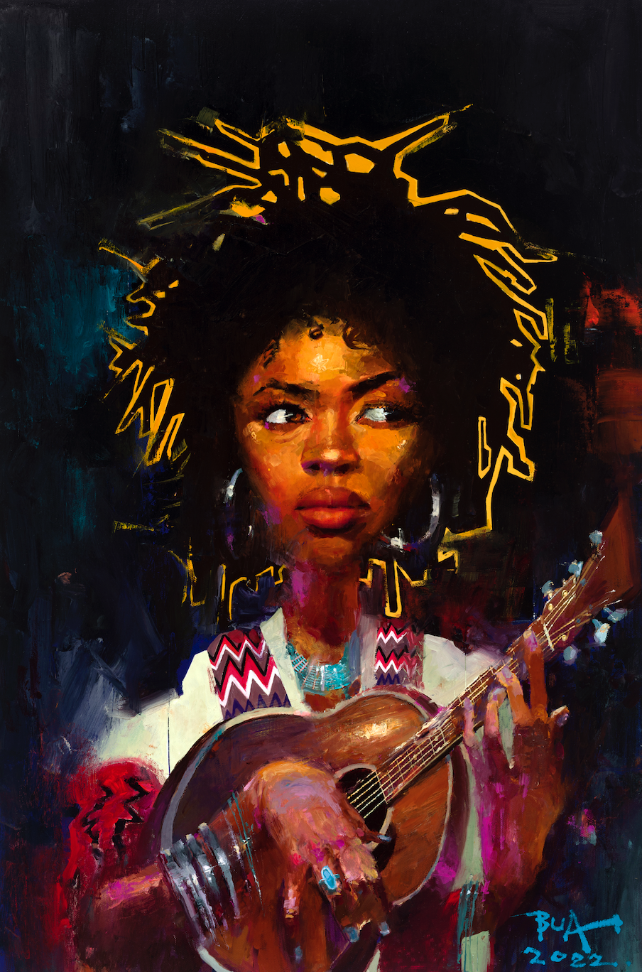 female hip-hop artist Lauryn Hill wall art print by artist Justin Bua
