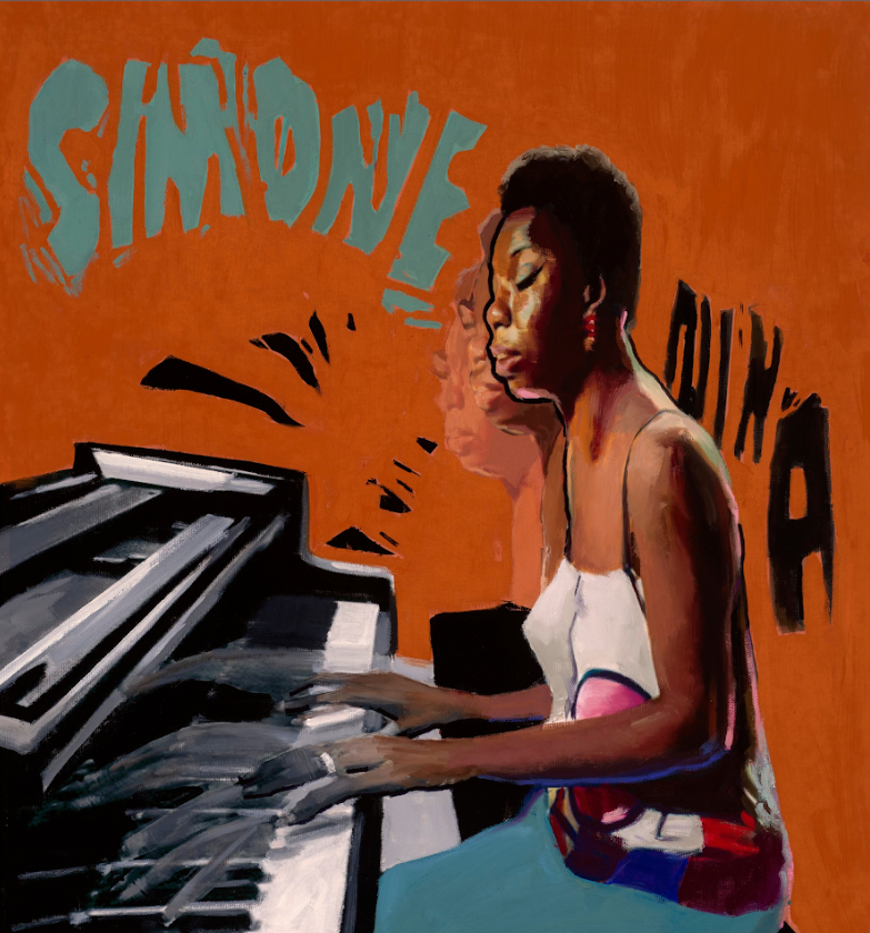 female jazz artist nina simone wall art print by artist Justin Bua