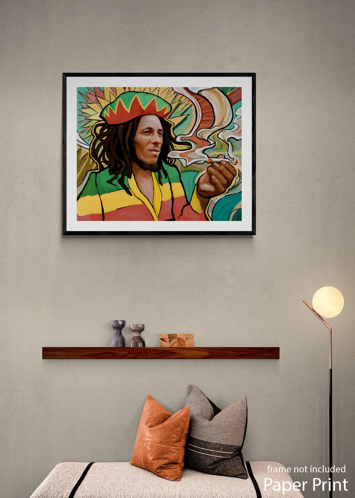 Bob Marley paper print by artist Justin Bua